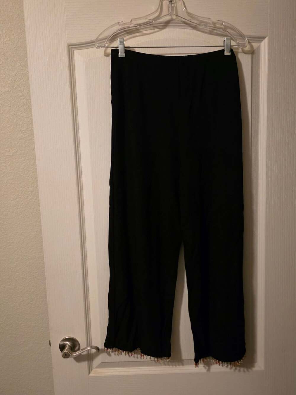 Ronni Nicole by Ouida Black 2PC Pant Set Beaded Trim Tank Top XL - Picture 2 of 5